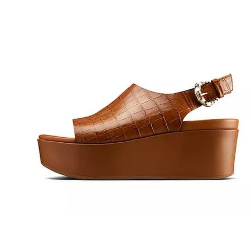 Fit Flop Eloise Crocodile Wedge Back-Strap Platform Sandal
